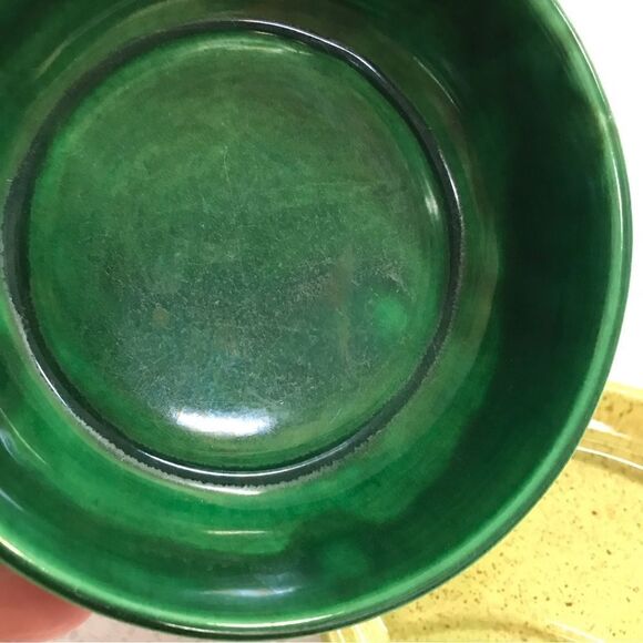 Speckled Avocado Emerald Green Glazed Ceramic Round Section Dish Serveware  Set - Picture 11 of 15